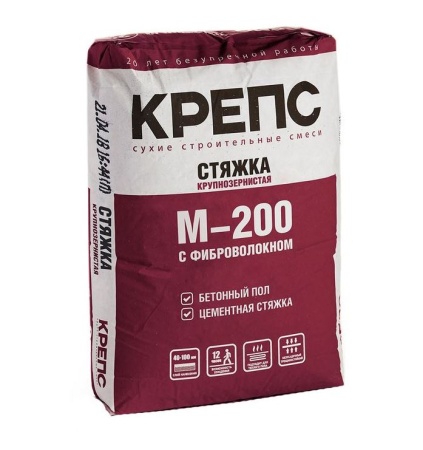 Стяжка для пола Крепс М-200 с фиброволокном, 25кг
